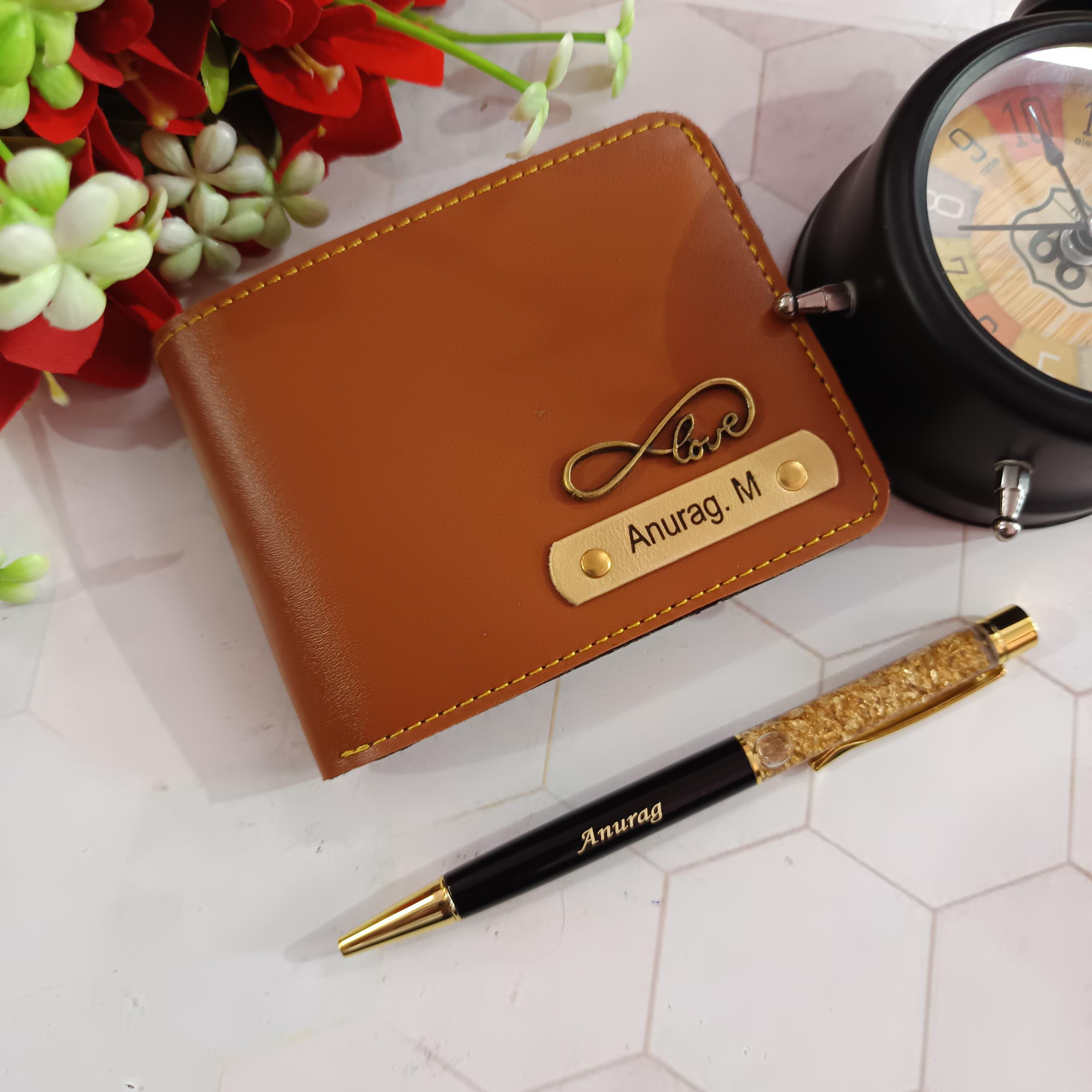 Faux Wallet + Gold Flake Pen